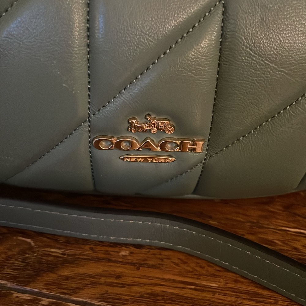 Coach Carmen Mini Crossbody Bag leather with Gold accents Sage Green CY710 - Picture 2 of 11